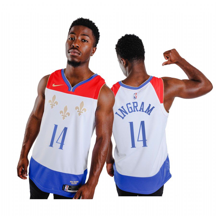 Men New Orleans Pelicans #14 brandon ingram white city edition fleur de lis 2020 nba jersey